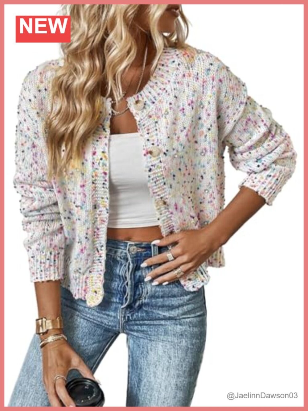 Rhinestone Confetti Cardigan Sweater